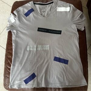 Armani Exchange Gray and White Short Sleeve Tees
